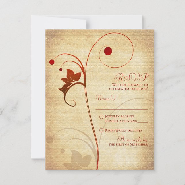 Réponse de RSVP de mariage aux baies de vigne d'au (Devant)