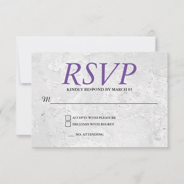 Réponse de RSVP de mariage avec un mur gris simple (Devant)