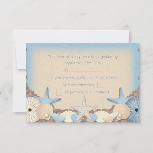 Réponse de RSVP de mariage de beaux coquillages de (Devant)