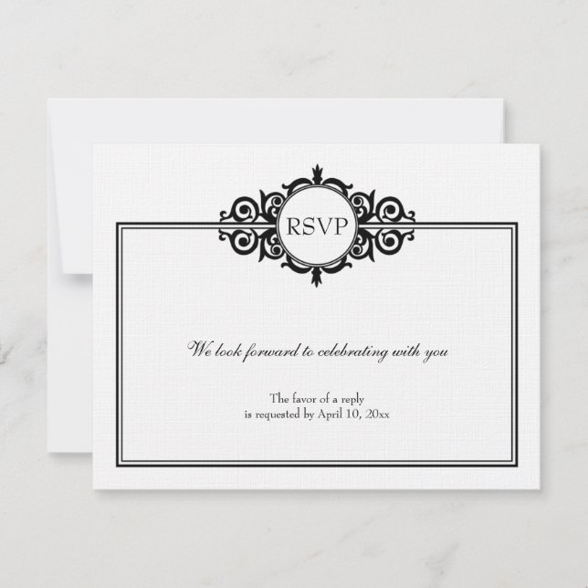 Réponse de RSVP de mariage victorien avec défileme (Devant)