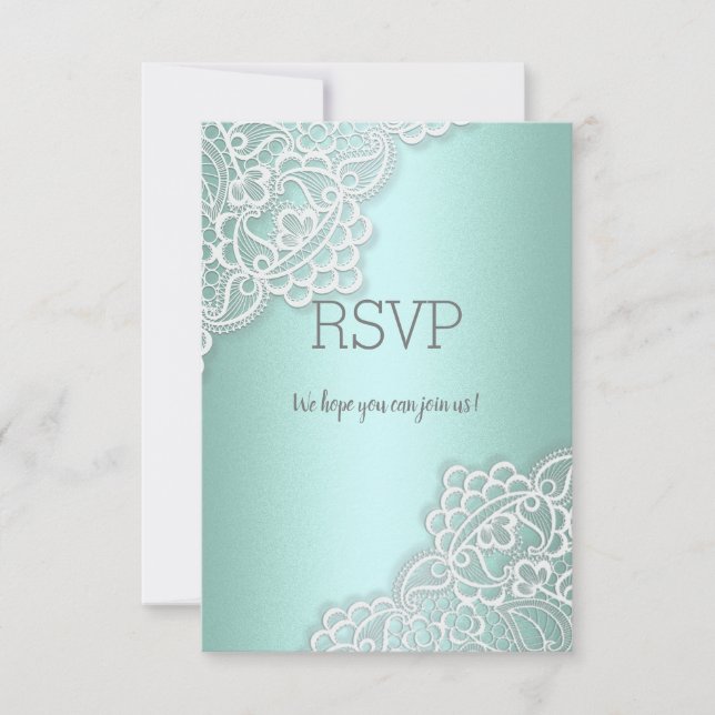 Réponse de RSVP élégante en dentelle verte menthe  (Devant)