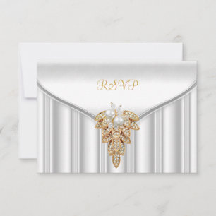 Réponse de RSVP Élégante Perle d'Or Blanc