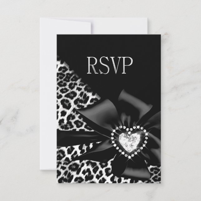 Réponse de RSVP pour toute fête Léopard Noir Argen (Devant)