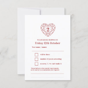 Réponse du coeur du grenat 2e anniversaire RSVP