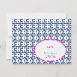 Réponse du mariage à la dentelle ovale rose RSVP