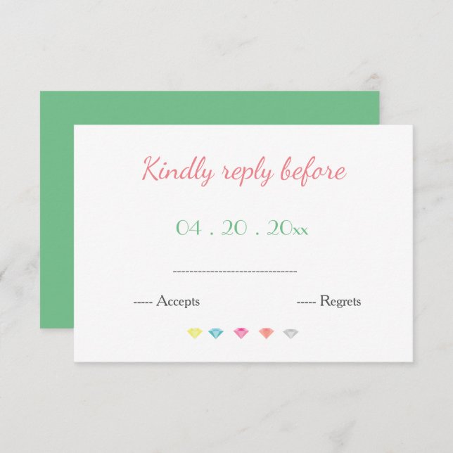 Réponse du Mariage amusant et brillant CARTE RSVP (Devant / Derrière)