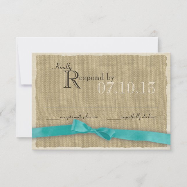 Réponse du Mariage Aqua Bow et Burlap (Devant)