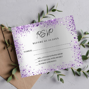 Réponse du mariage budget violet argenté RSVP