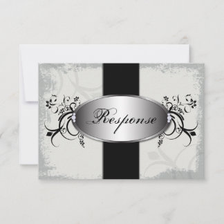 Réponse du mariage Carte RSVP Diamant noir blanc