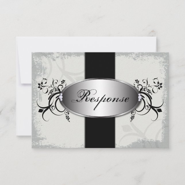 Réponse du mariage Carte RSVP Diamant noir blanc (Devant)