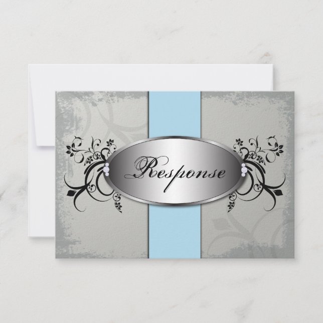 Réponse du mariage Carte RSVP gris ardoise bleu cl (Devant)