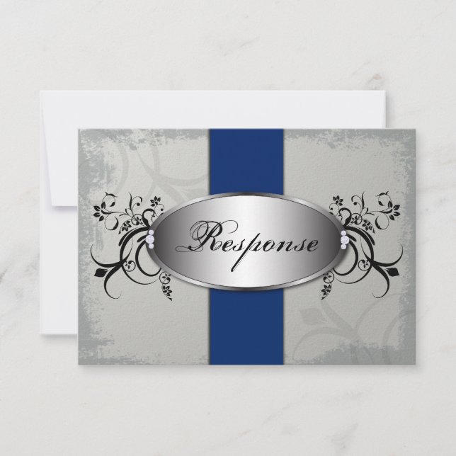 Réponse du mariage Carte RSVP Royal Blue Slate Gre (Devant)
