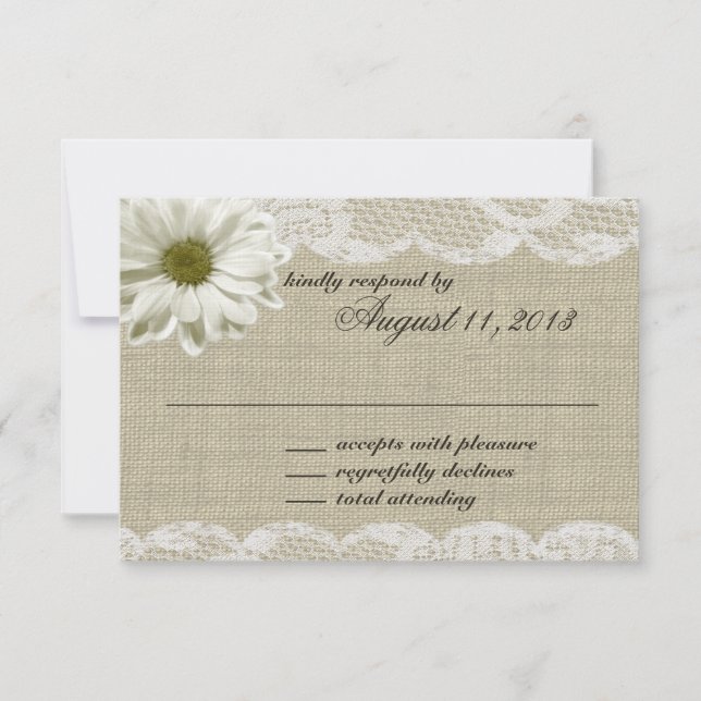 Réponse du Mariage de Burlap de Daisy and Lace Cou (Devant)