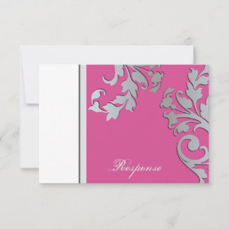 Réponse du Mariage Fuchsia rose et argent RSVP