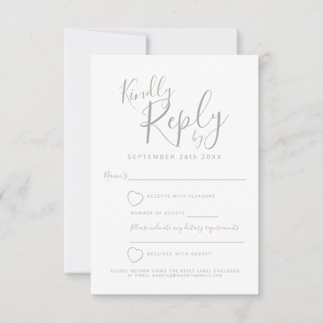 Réponse du mariage gris et blanc RSVP (Devant)