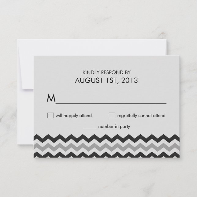 Réponse du Mariage moderne Chevron Zigzag RSVP (Devant)