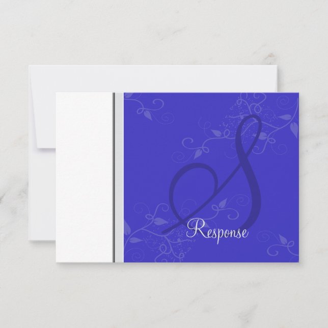 Réponse du Mariage Monogram Blue & Silver (Devant)