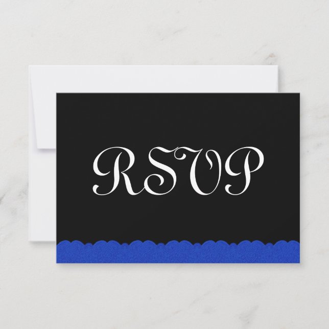Réponse du Mariage Royal Blue and Black Lace RSVP (Devant)