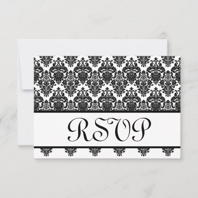 Réponse du Mariage RSVP en noir et blanc (Devant)