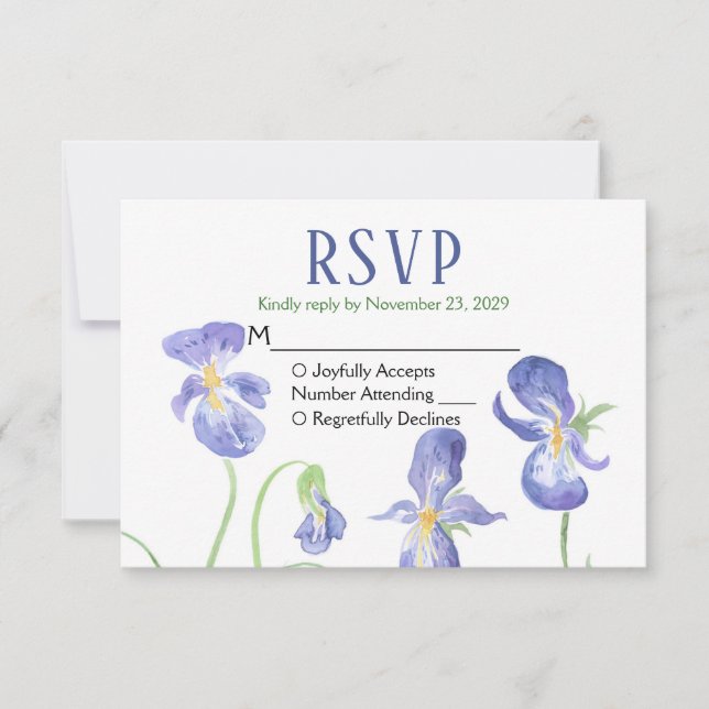 Réponse du Mariage RSVP Iris Violet (Devant)