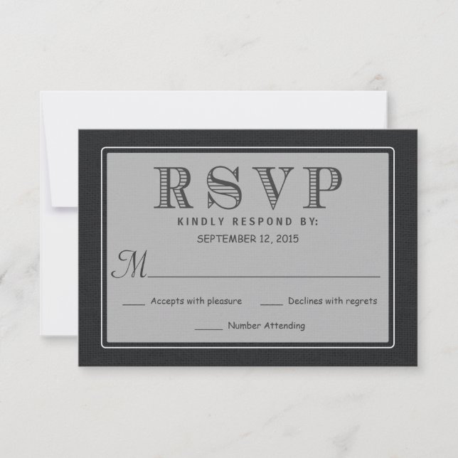 Réponse du Mariage RSVP Rustic Black Burlap (Devant)