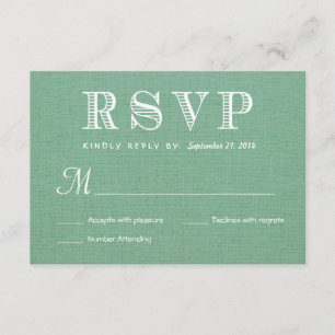 Réponse du Mariage rustique RSVP Burlap Mint Green