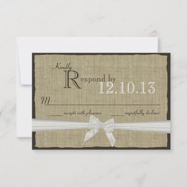 Réponse du Mariage White Bow et Burlap (Devant)