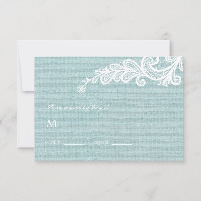 Réponse du RSVP de Burlap et de Lace Wedding (Devant)
