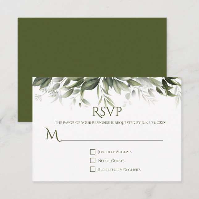 Réponse Elegant Greenery - Vert olive foncé (Devant / Derrière)