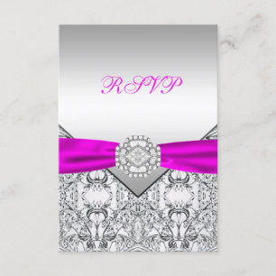 Réponse élégante argent et fuchsia RSVP