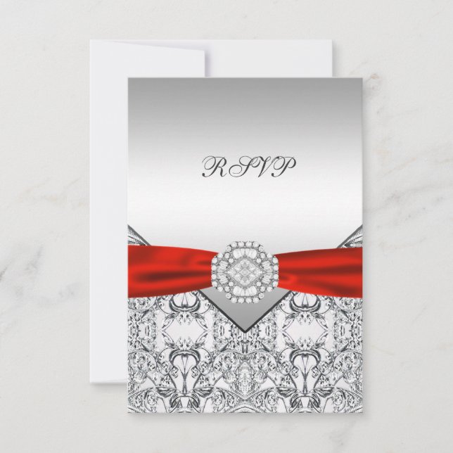 Réponse élégante argent et rouge pour mariage (Devant)