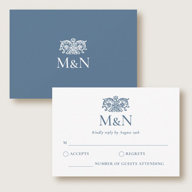 Réponse élégante avec monogramme de mariage, envel (Créateur téléchargé)