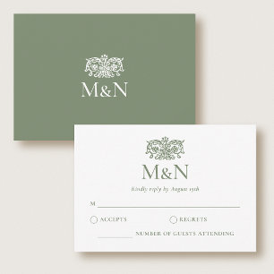 Réponse élégante avec monogramme de mariage, envel