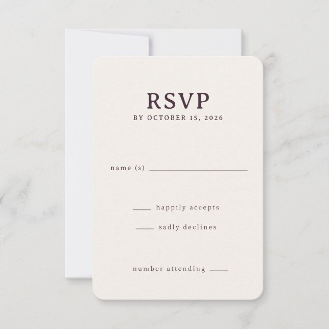 Réponse Élégante Beige Minimaliste RSVP (Devant)