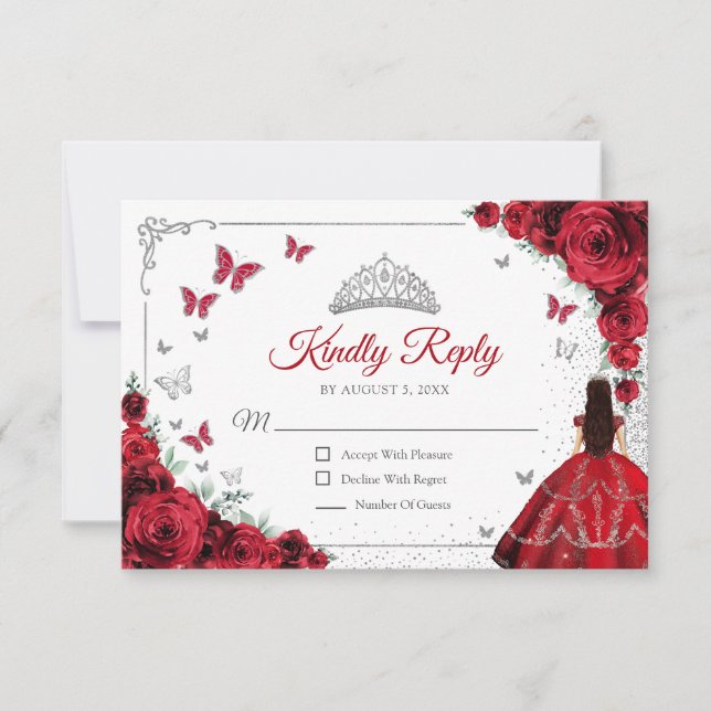 Réponse Élégante Chic Quinceanera Rouge Argent (Devant)