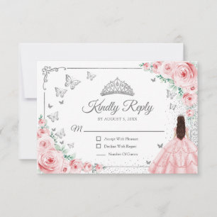 Réponse Élégante Chic Rose Argent Quinceanera