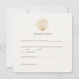 Réponse élégante de mariage doré coquillage crème