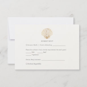 Réponse élégante de mariage doré coquillage crème