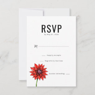 Réponse Élégante Fleurie Rouge RSVP