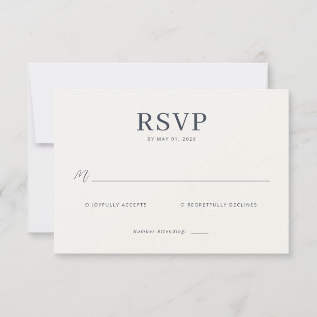 Réponse Élégante Grise Minimaliste RSVP (Devant)