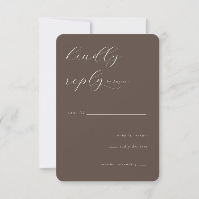 Réponse Élégante Marron Calligraphie RSVP (Devant)