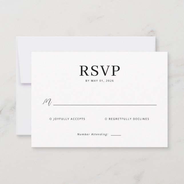 Réponse Élégante Minimaliste RSVP (Devant)