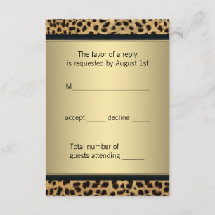 Réponse élégante noir et or léopard RSVP