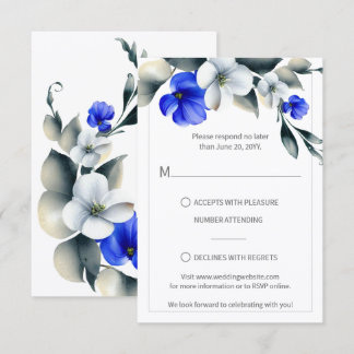 Réponse élégante royale bleue et blanche florale