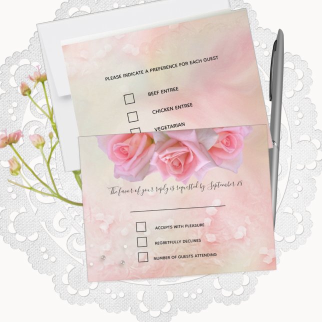 Réponse et menu de mariage Roses roses parfaites (Créateur téléchargé)