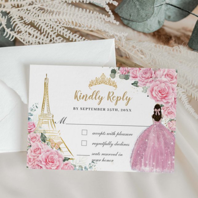 Réponse Fleurs Roses Tour Eiffel Paris Quinceanera (Créateur téléchargé)