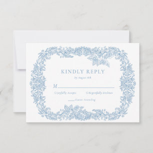 Réponse Florale Baroque Vintage Bleu Poussiéreux