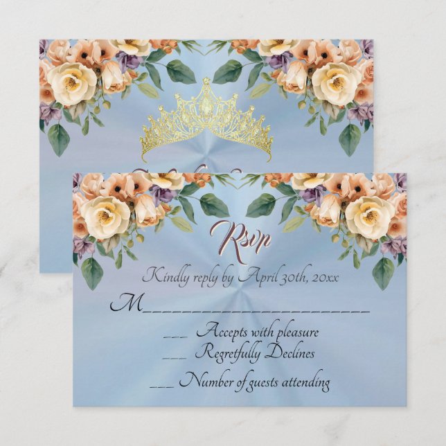 Réponse florale sur fond bleu pastel pour Quincean (Devant / Derrière)