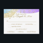 Réponse Gold du Bat mitzvah de musique<br><div class="desc">Musique dans la carte de réponse Air Bar Mitzvah en violet,  bleu et or. Customisez avec votre propre texte si nécessaire.</div>