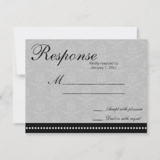 Réponse Mariage damassé élégante gris RSVP